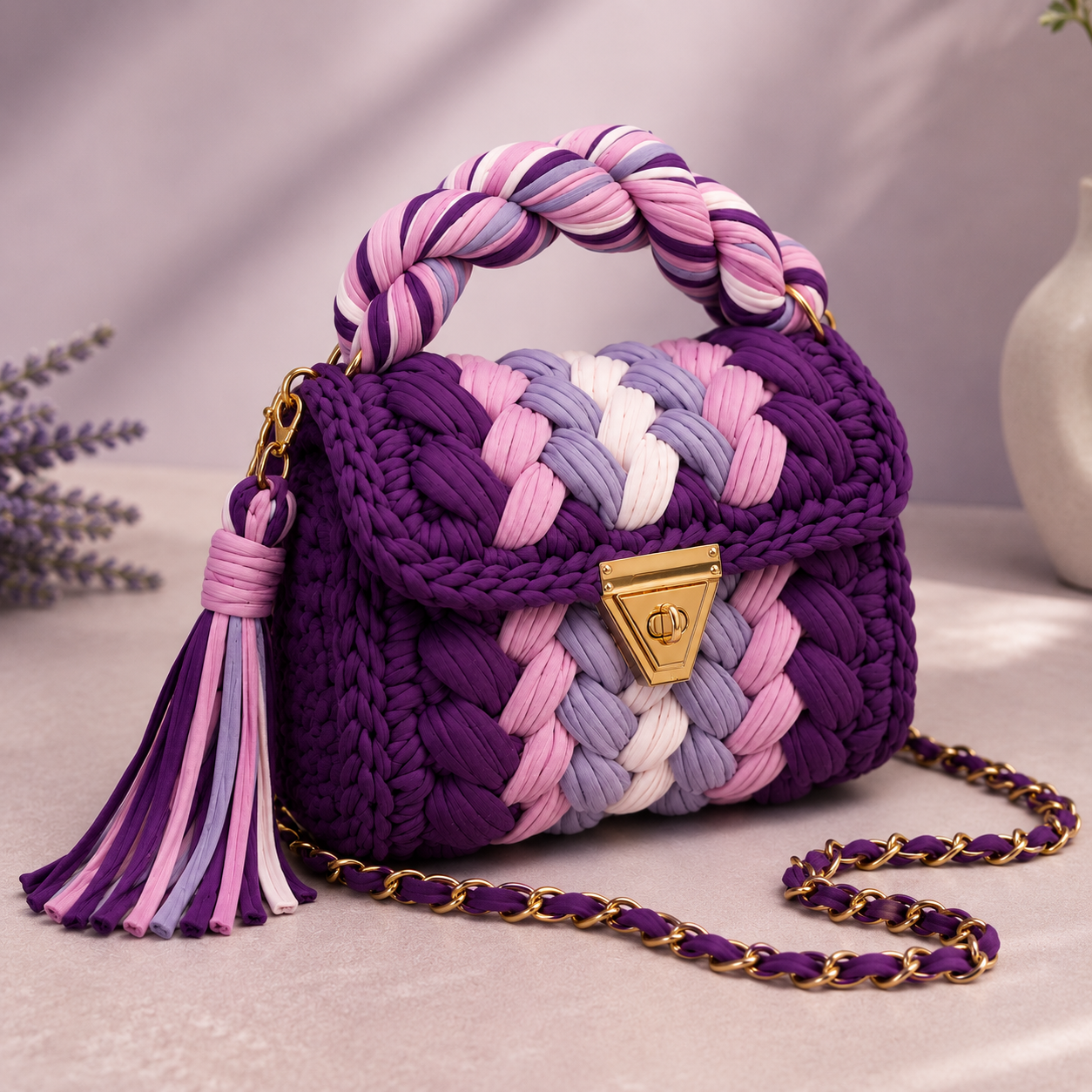 Wisteria Weave Top Handle Bag