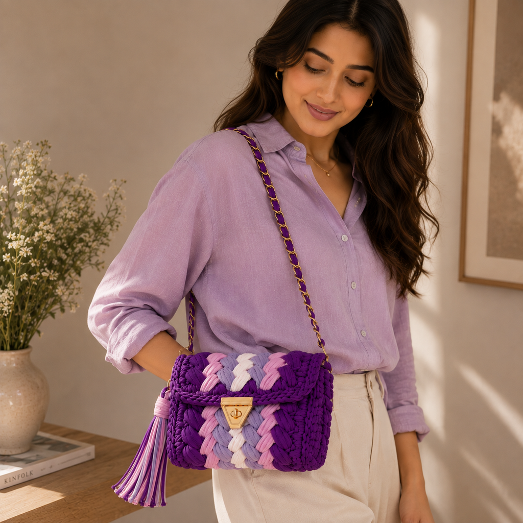 Wisteria Weave Top Handle Bag
