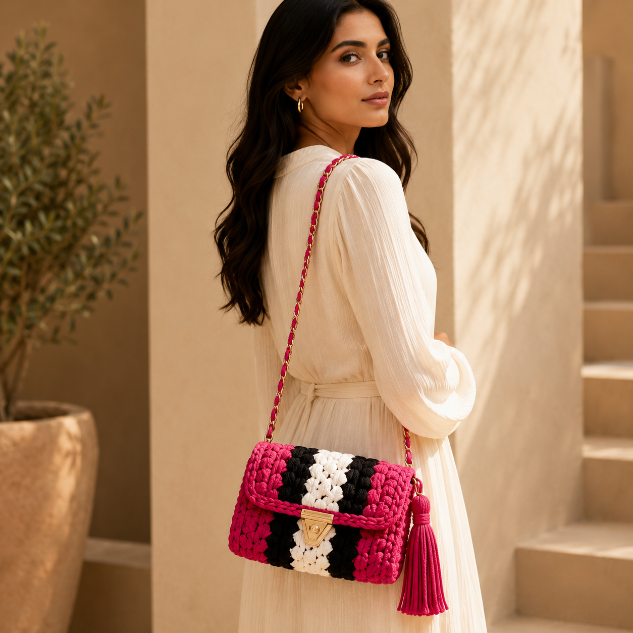 Trinity Weave Top Handle Bag
