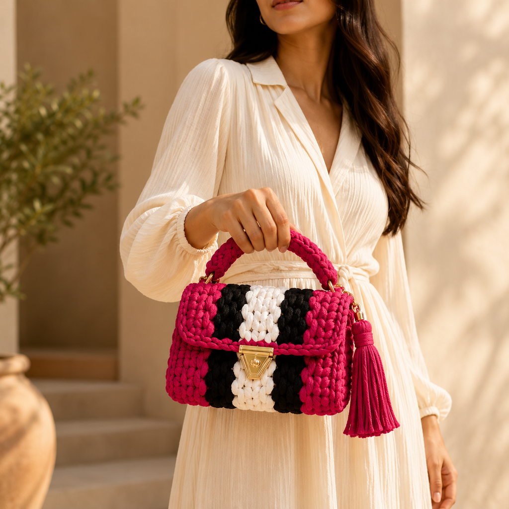 Trinity Weave Top Handle Bag