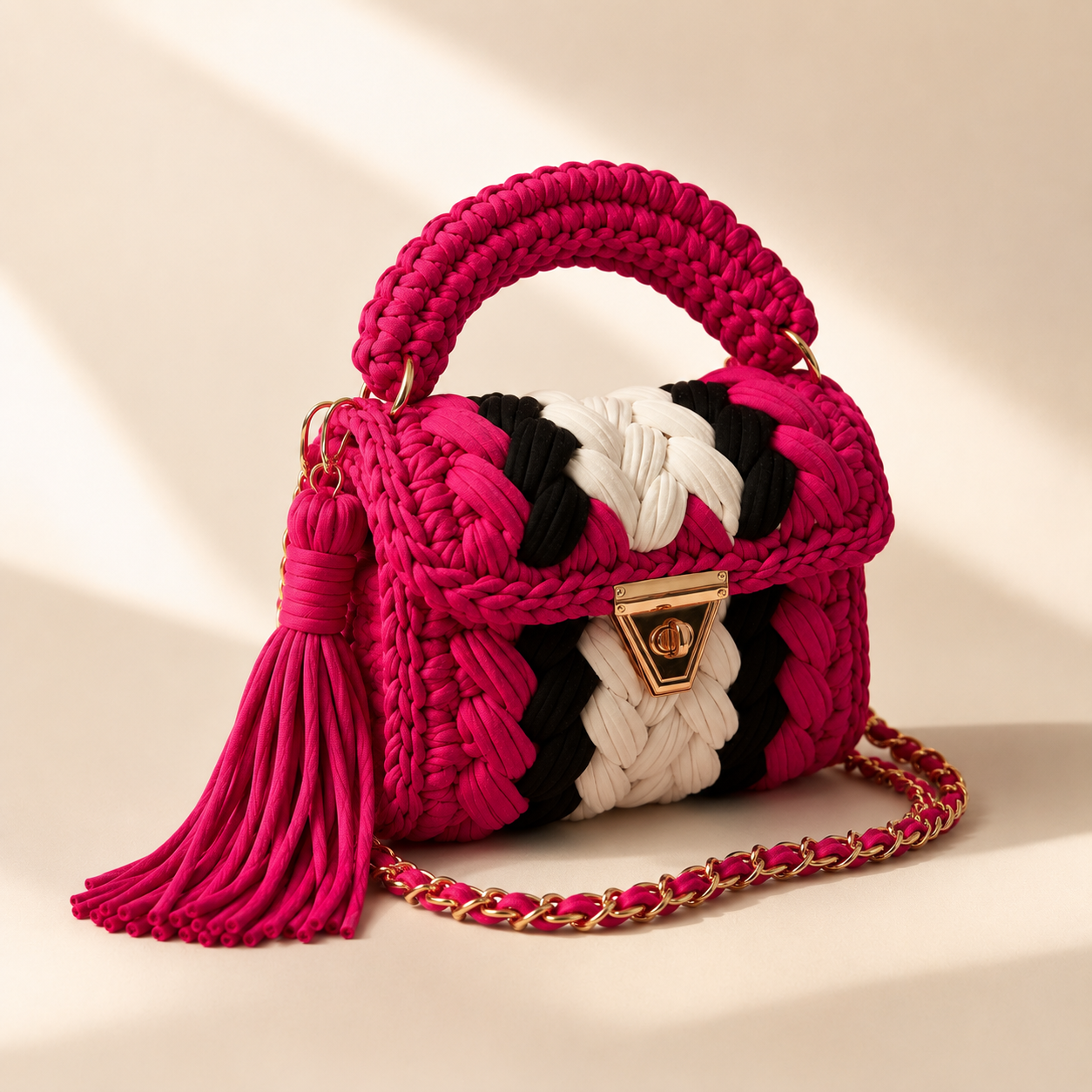 Trinity Weave Top Handle Bag